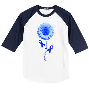 Colon Cancer Awareness Ribbon Flower Baseball Sleeve Shirt