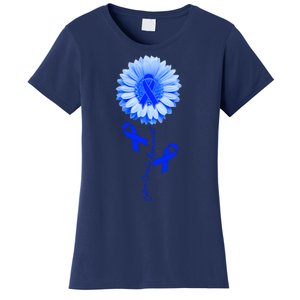 Colon Cancer Awareness Ribbon Flower Women's T-Shirt