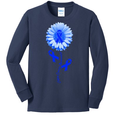 Colon Cancer Awareness Ribbon Flower Kids Long Sleeve Shirt