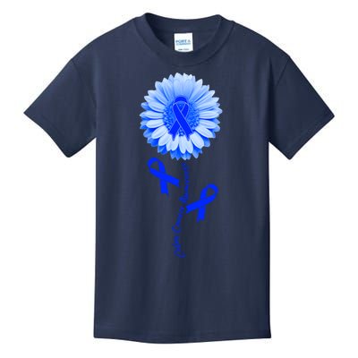 Colon Cancer Awareness Ribbon Flower Kids T-Shirt