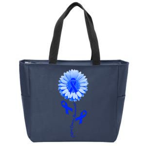 Colon Cancer Awareness Ribbon Flower Zip Tote Bag