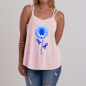 Colon Cancer Awareness Ribbon Flower Women's Strappy Tank