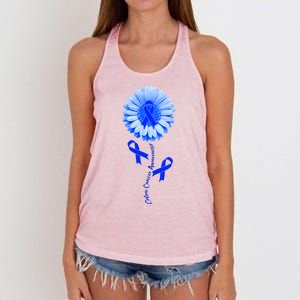 Colon Cancer Awareness Ribbon Flower Women's Knotted Racerback Tank