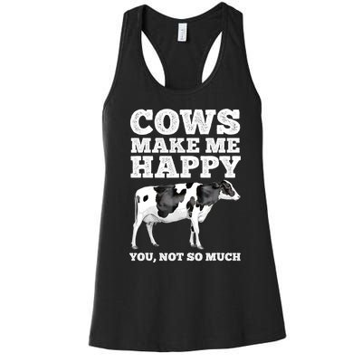 Cool Cow Art For Men Women Cow Farmer Dairy Cows Farm Animal Women's Racerback Tank