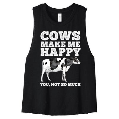 Cool Cow Art For Men Women Cow Farmer Dairy Cows Farm Animal Women's Racerback Cropped Tank