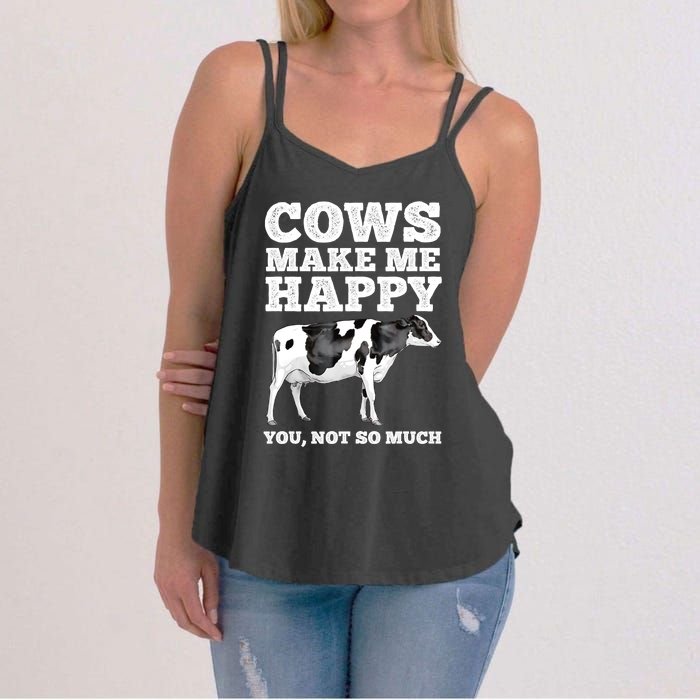 Cool Cow Art For Men Women Cow Farmer Dairy Cows Farm Animal Women's Strappy Tank