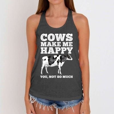 Cool Cow Art For Men Women Cow Farmer Dairy Cows Farm Animal Women's Knotted Racerback Tank