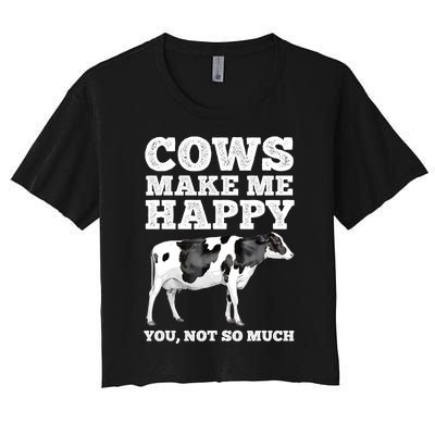 Cool Cow Art For Men Women Cow Farmer Dairy Cows Farm Animal Women's Crop Top Tee