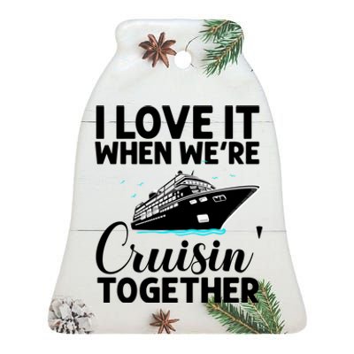 Cool Cruise Art Cruise Ship Couple Family Vacation Meaningful Gift Ceramic Bell Ornament