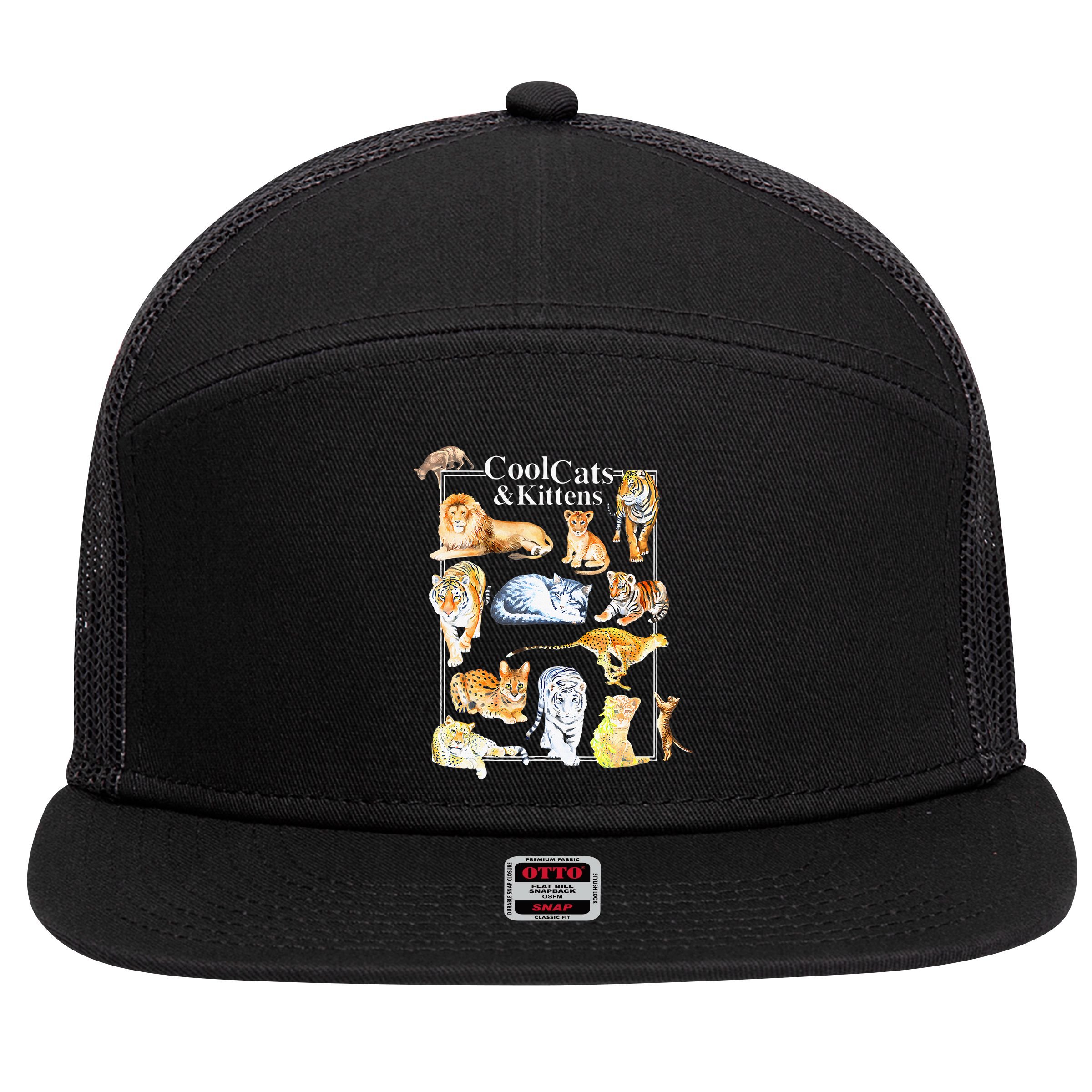 Cool Cats And Kittens Tiger Lion Leopard Felines 7 Panel Mesh Trucker Snapback Hat