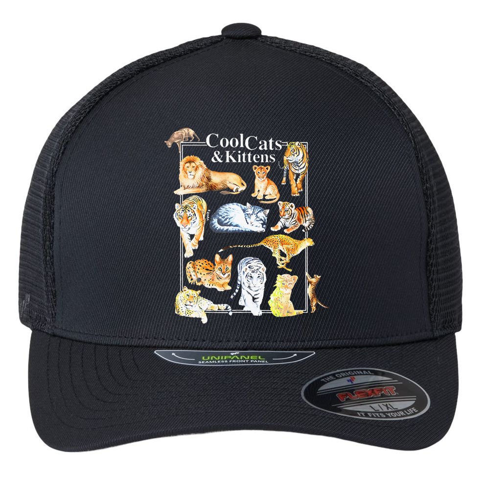 Cool Cats And Kittens Tiger Lion Leopard Felines Flexfit Unipanel Trucker Cap