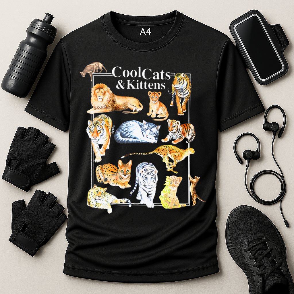 Cool Cats And Kittens Tiger Lion Leopard Felines Performance Shirt