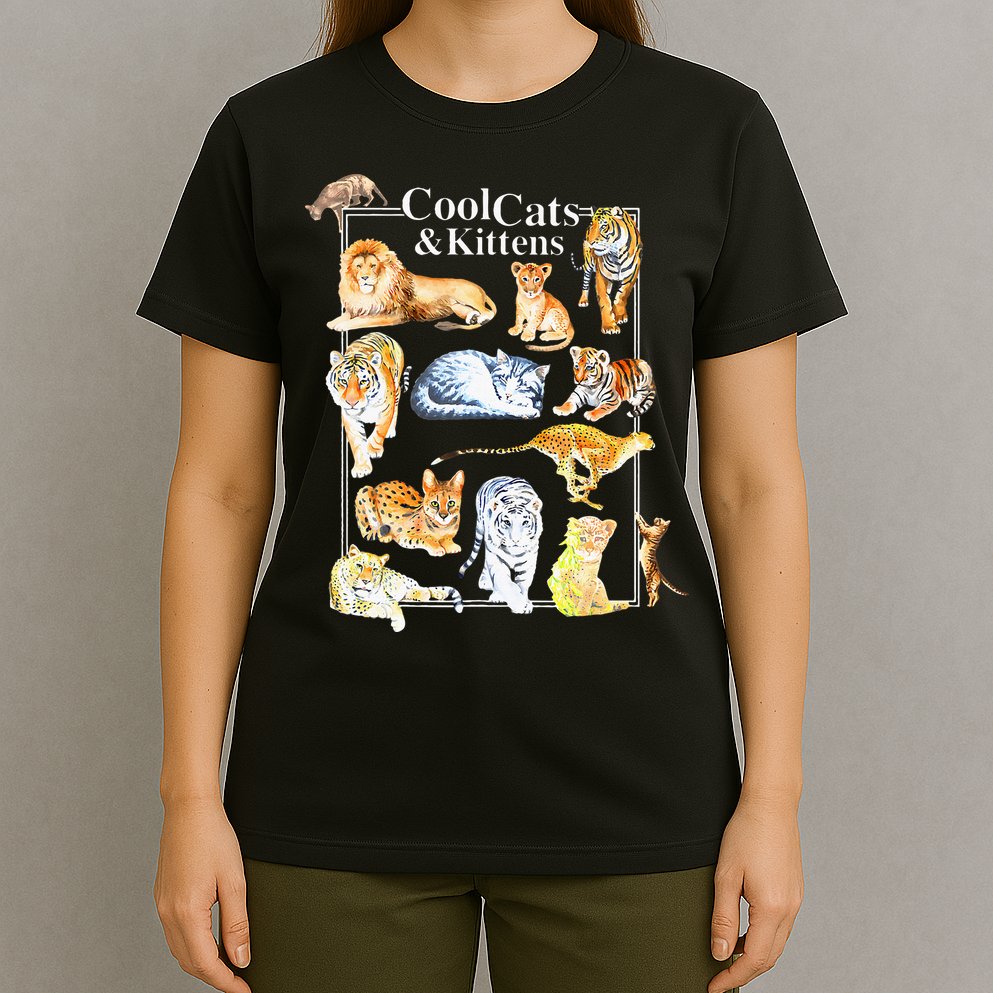 Cool Cats And Kittens Tiger Lion Leopard Felines T-Shirt