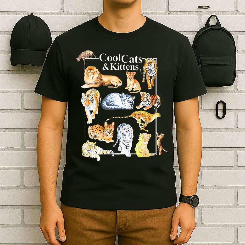 Cool Cats And Kittens Tiger Lion Leopard Felines T-Shirt