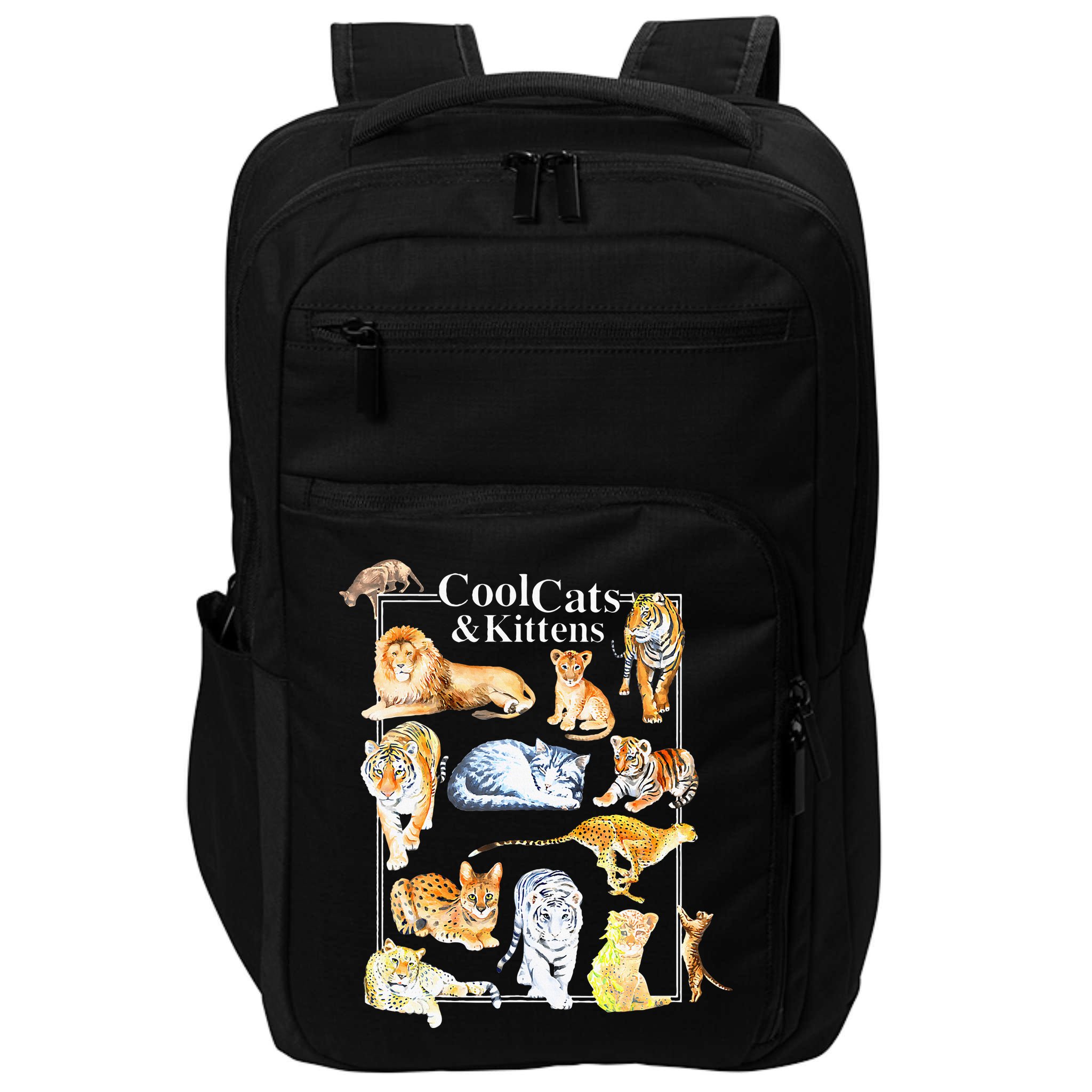Cool Cats And Kittens Tiger Lion Leopard Felines Impact Tech Backpack