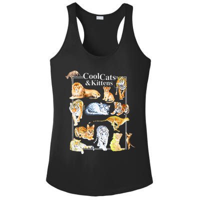 Cool Cats And Kittens Tiger Lion Leopard Felines Ladies PosiCharge Competitor Racerback Tank