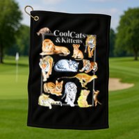 Cool Cats And Kittens Tiger Lion Leopard Felines Golf Towel