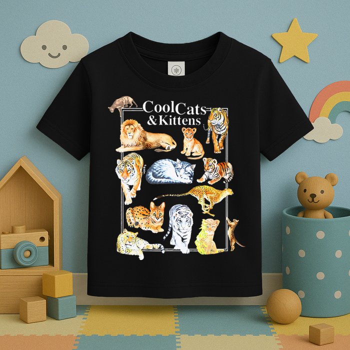 Cool Cats And Kittens Tiger Lion Leopard Felines Toddler T-Shirt