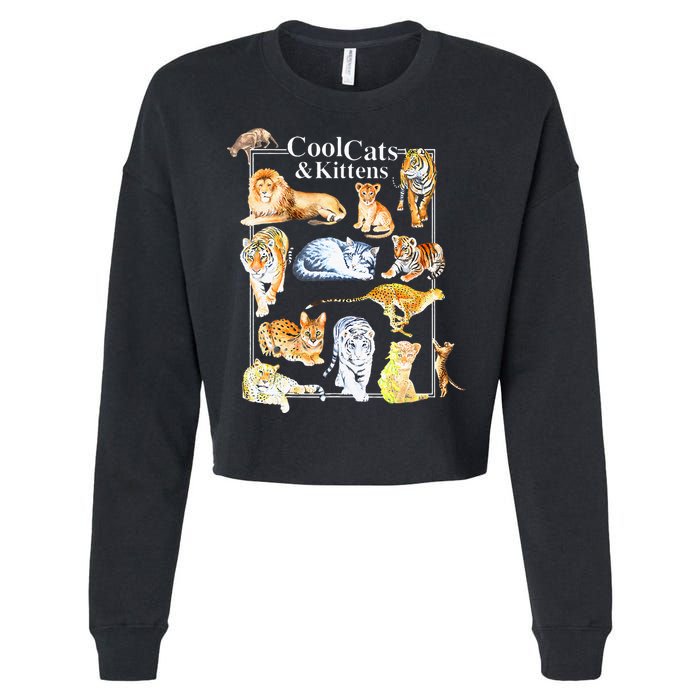 Cool Cats And Kittens Tiger Lion Leopard Felines Cropped Pullover Crew