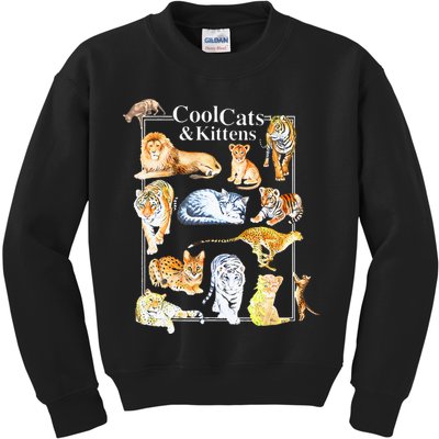 Cool Cats And Kittens Tiger Lion Leopard Felines Kids Sweatshirt