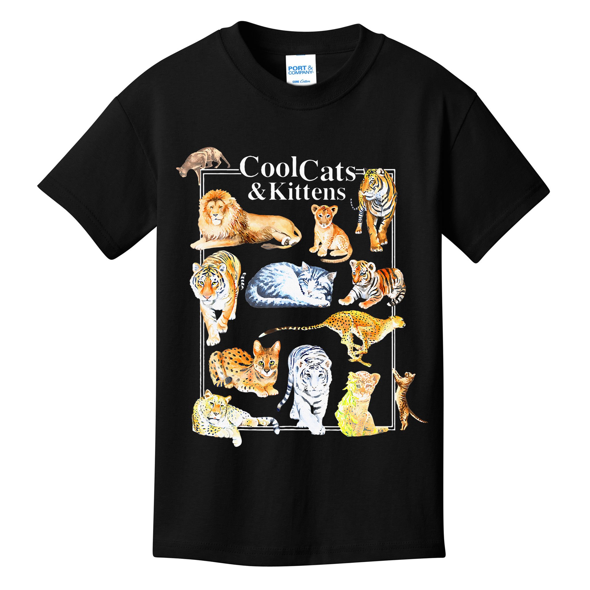 Cool Cats And Kittens Tiger Lion Leopard Felines Kids T-Shirt