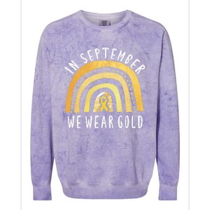 Childhood Cancer Awareness Rainbow In September We Wear Gold Colorblast Crewneck Sweatshirt