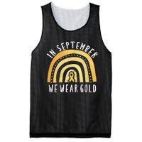 Childhood Cancer Awareness Rainbow In September We Wear Gold Mesh Reversible Basketball Jersey Tank