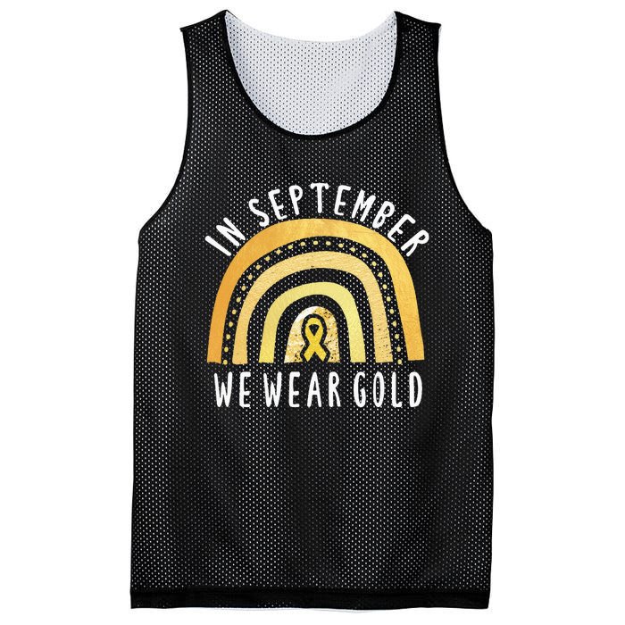 Childhood Cancer Awareness Rainbow In September We Wear Gold Mesh Reversible Basketball Jersey Tank