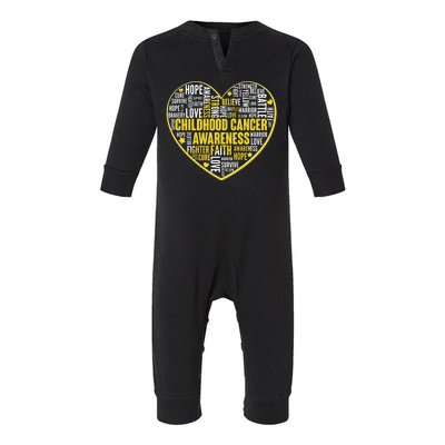 Childhood Cancer Awareness Word Text Art Heart Infant Fleece One Piece