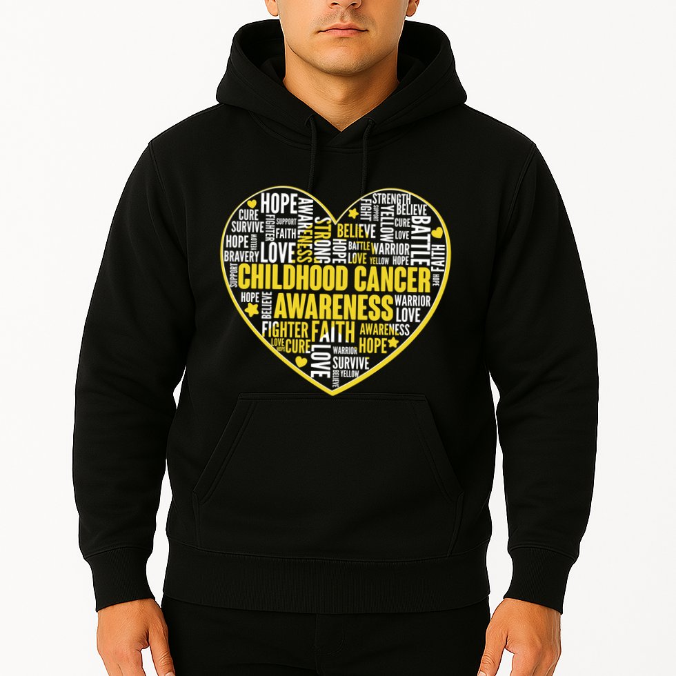 Childhood Cancer Awareness Word Text Art Heart Hoodie
