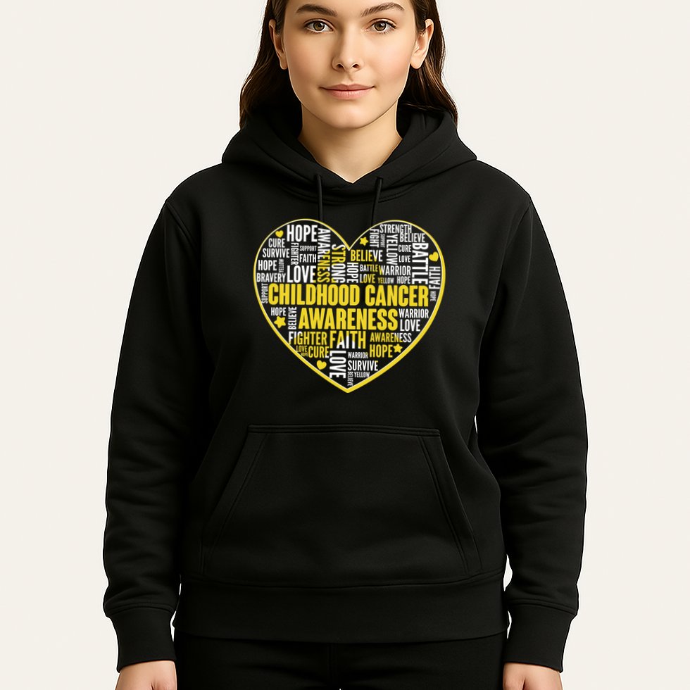 Childhood Cancer Awareness Word Text Art Heart Hoodie