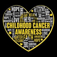 Childhood Cancer Awareness Word Text Art Heart Drawstring Bag