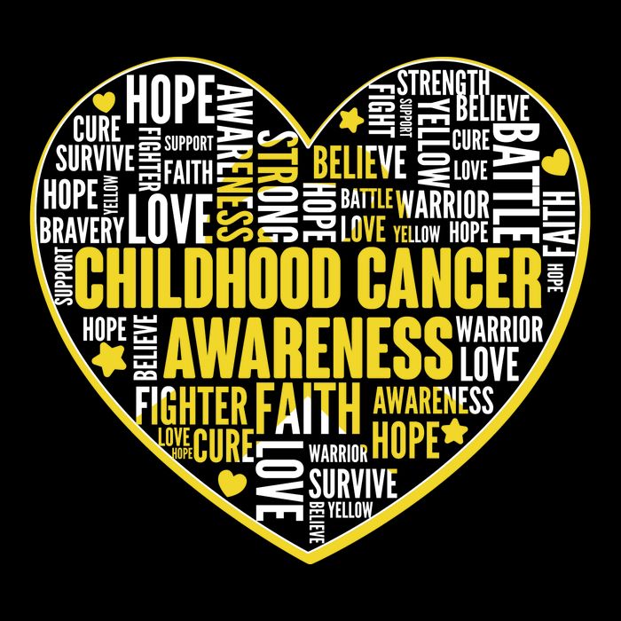Childhood Cancer Awareness Word Text Art Heart Drawstring Bag
