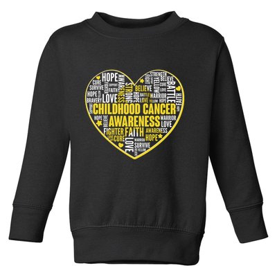 Childhood Cancer Awareness Word Text Art Heart Toddler Sweatshirt