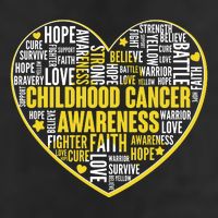 Childhood Cancer Awareness Word Text Art Heart Trucker Hat