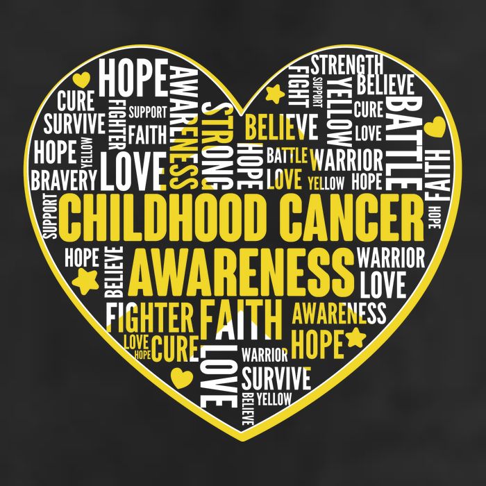Childhood Cancer Awareness Word Text Art Heart Trucker Hat