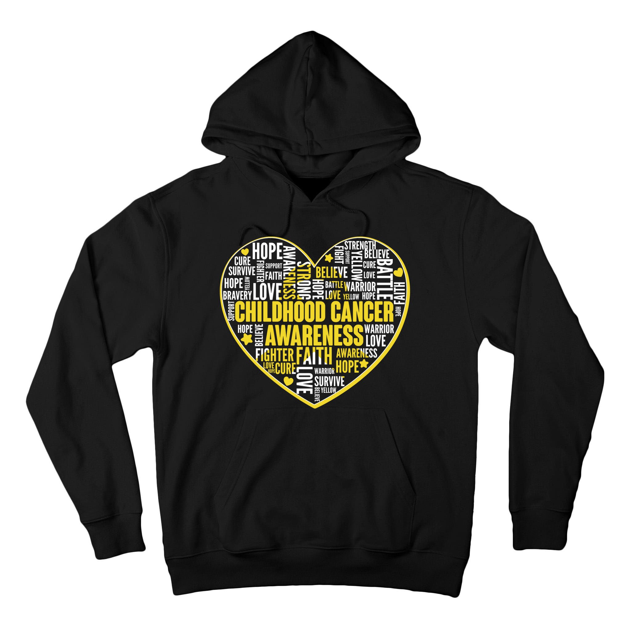 Childhood Cancer Awareness Word Text Art Heart Tall Hoodie