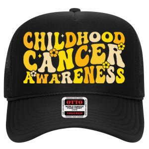 Childhood Cancer Awareness Rainbow Awareness High Crown Mesh Back Trucker Hat