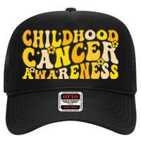 Childhood Cancer Awareness Rainbow Awareness High Crown Mesh Back Trucker Hat