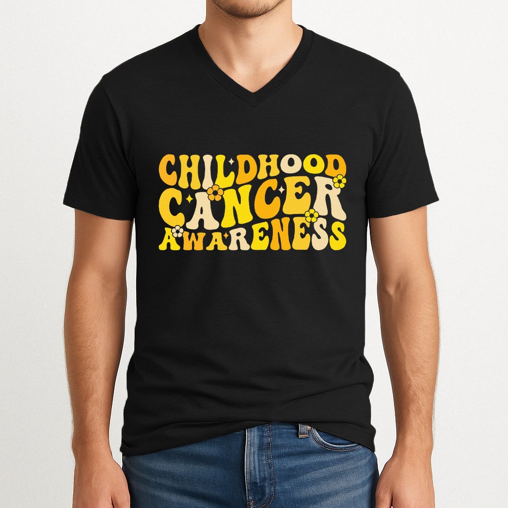 Childhood Cancer Awareness Rainbow Awareness V-Neck T-Shirt