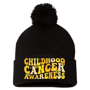 Childhood Cancer Awareness Rainbow Awareness Pom Pom 12in Knit Beanie