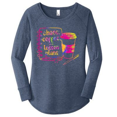 Chaos Coffee And Lesson Plans Teacher Day Gift Women's Perfect Tri Tunic Long Sleeve Shirt