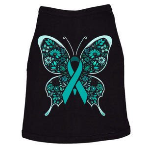 Cervical Cancer Awareness Teal Butterfly Ribbon Doggie Tank