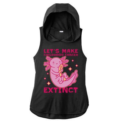 Childhood Cancer Awareness Axolotl Ladies PosiCharge Tri-Blend Wicking Draft Hoodie Tank