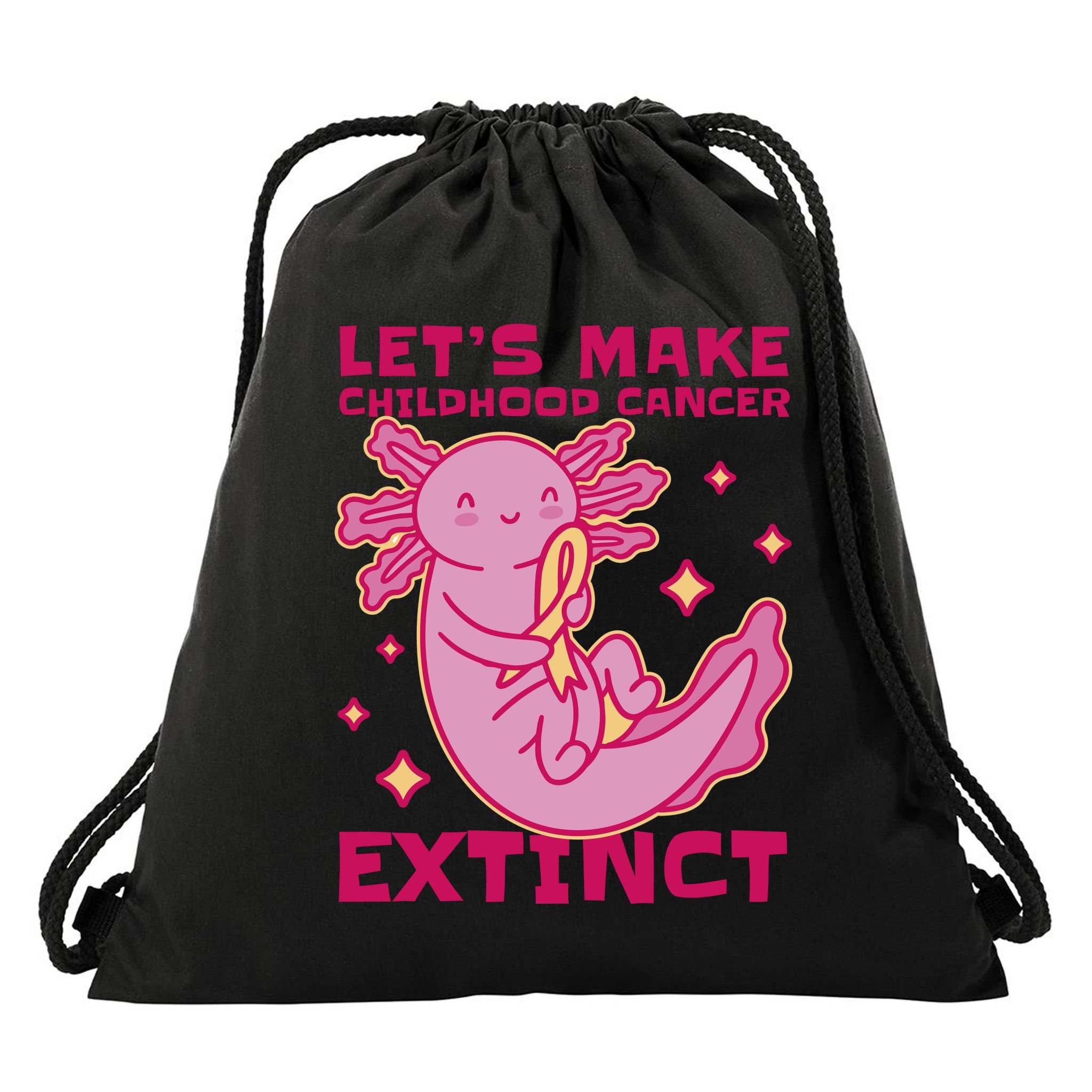 Childhood Cancer Awareness Axolotl Drawstring Bag