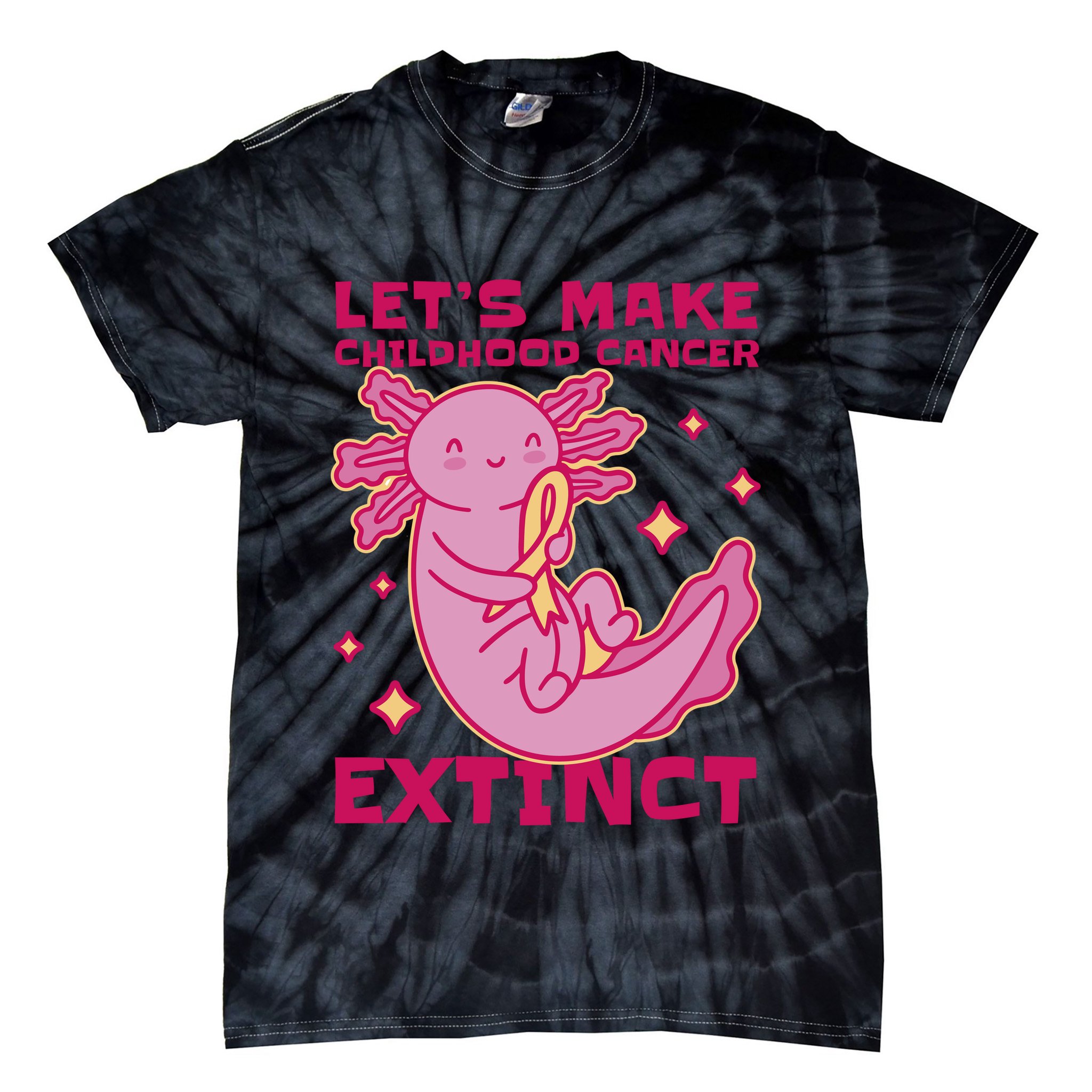 Childhood Cancer Awareness Axolotl Tie-Dye T-Shirt