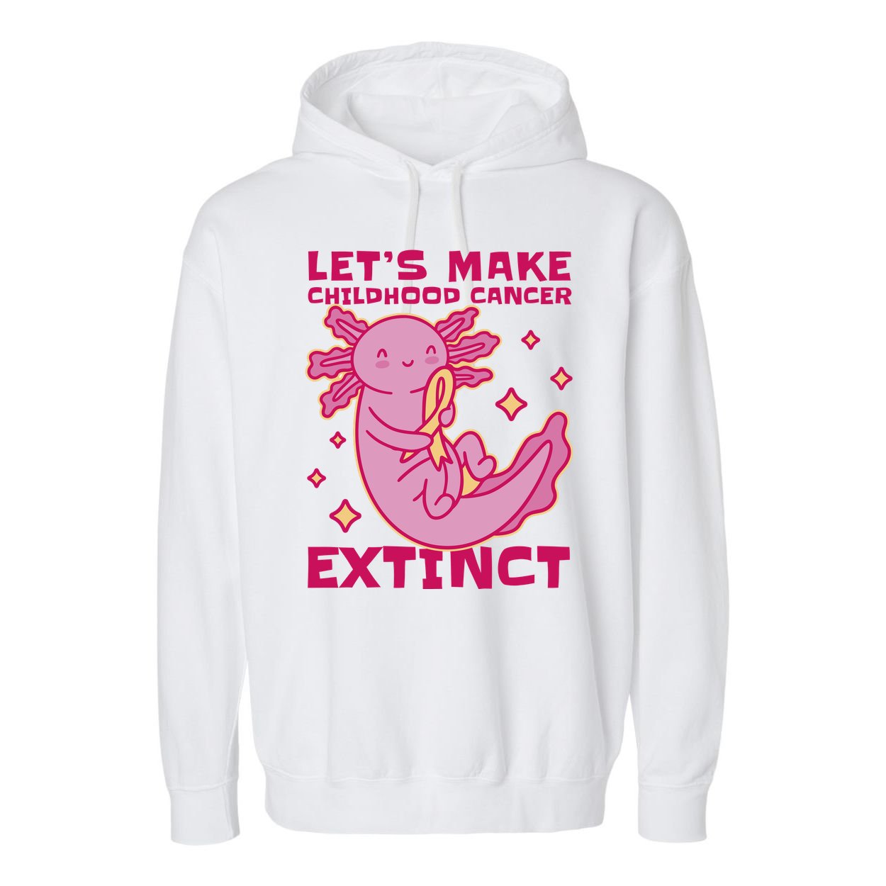 Childhood Cancer Awareness Axolotl Garment-Dyed Fleece Hoodie