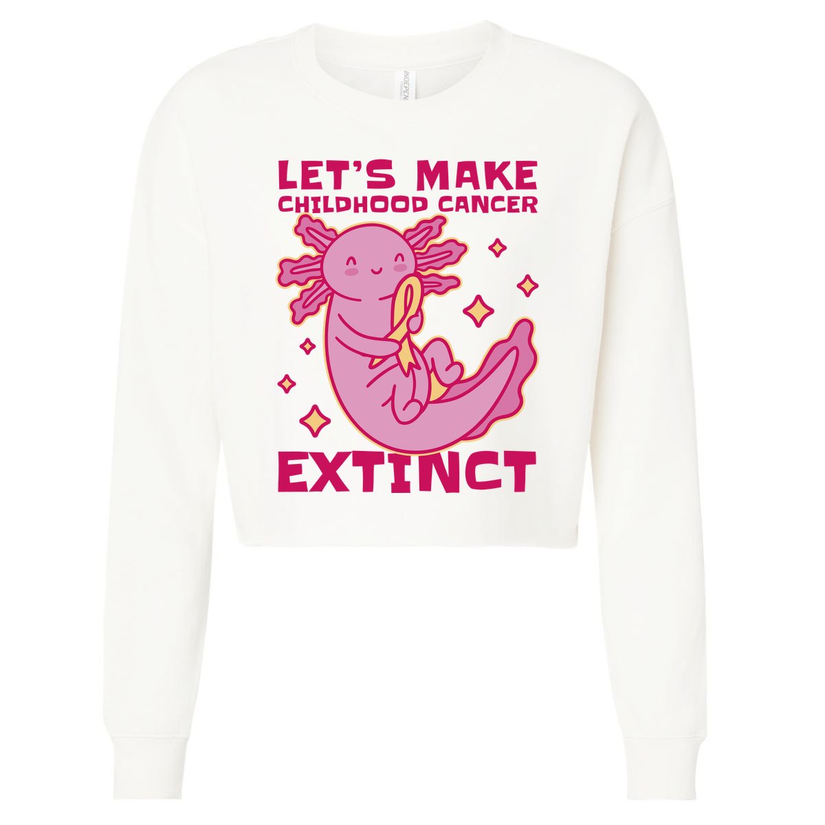 Childhood Cancer Awareness Axolotl Cropped Pullover Crew