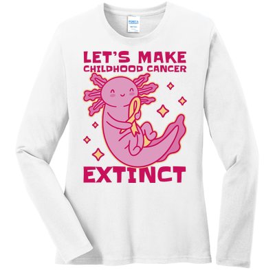 Childhood Cancer Awareness Axolotl Ladies Long Sleeve Shirt