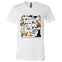 Cools Cat And Kitten Cat Types Funny V-Neck T-Shirt